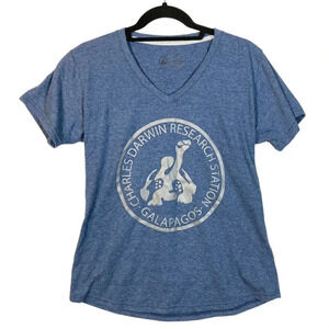 Charles Darwin Galapagos Giant‎ Tortoise T-Shirt, Heathered Blue, Small (G/L)
